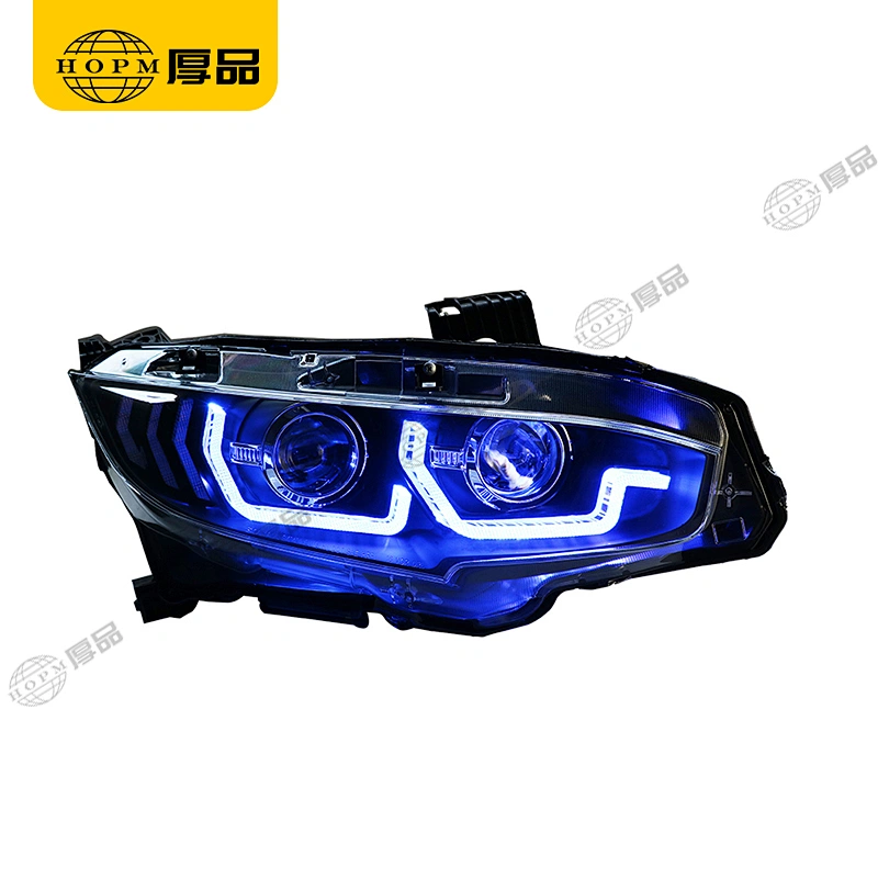 Headlight Assembly Tuning Light Modified Automotive lighting Double Beam A Touch Of Blue Horse Racing For CI-VIC 10TH 16-18
