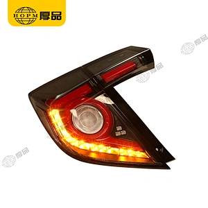 Taillight Assembly Tuning Light Modified LED Tail Light Turn Signal Horse Racing Hatchback Black Background Red For CI-VIC 16-