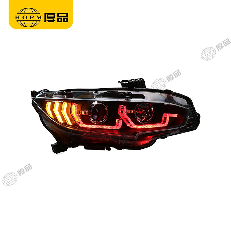 Headlight Assembly Tuning Light Modified Automotive lighting Double Beam A Touch Of Red Horse Racing For CI-VIC 10TH 16-18