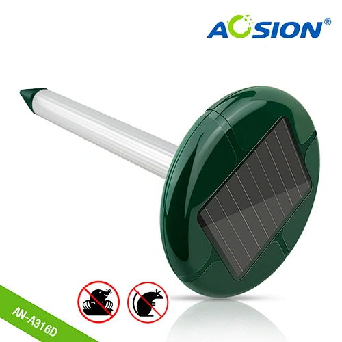 Repelente de topos solar para exteriores AOSION® con estuche de batería adicional AN-A316D