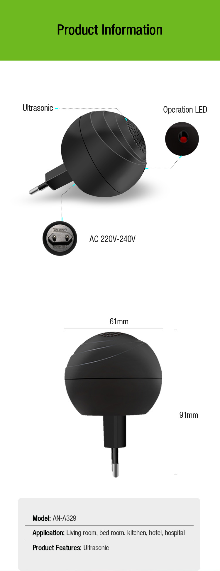 Ultrasonic indoor mosquito repellent