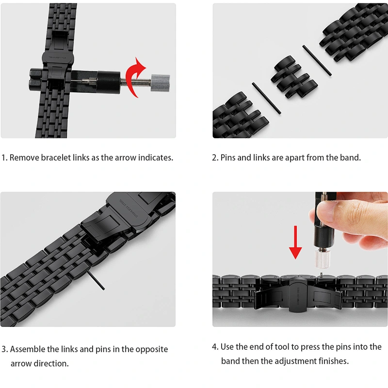 Seven beads steel watch band