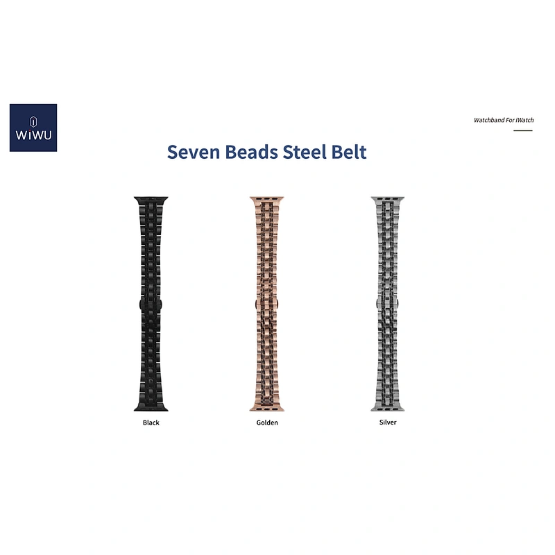 Seven beads steel watch band