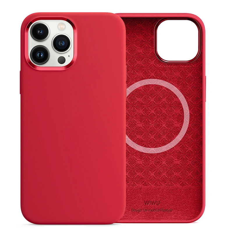 WiWU Skin Touch Liquid Silicone Phone Case for iPhone 13 Pro Magnetic Wireless Charging Full Protective Phone Cover