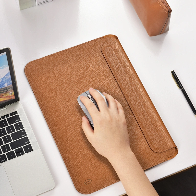WIWU Genuine Leather Laptop Sleeve Skin Pro Laptop Case with Magnetic Closure for Macbook Ultra Slim Protective Bag