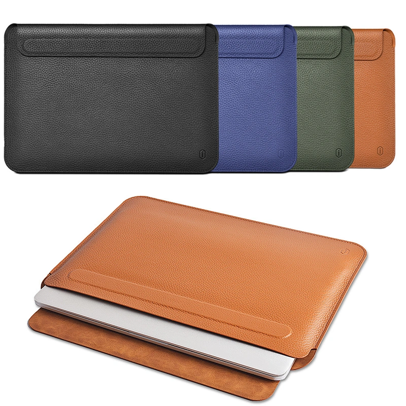 WIWU Genuine Leather Laptop Sleeve Skin Pro Laptop Case with Magnetic Closure for Macbook Ultra Slim Protective Bag
