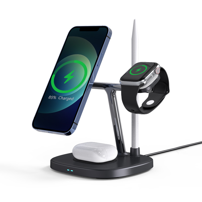WiWU 4 in 1 Wireless Phone Charger M8 for iPhone 12 13 Series Earphone Watch Magnetic Desk Charger Mobile Stand