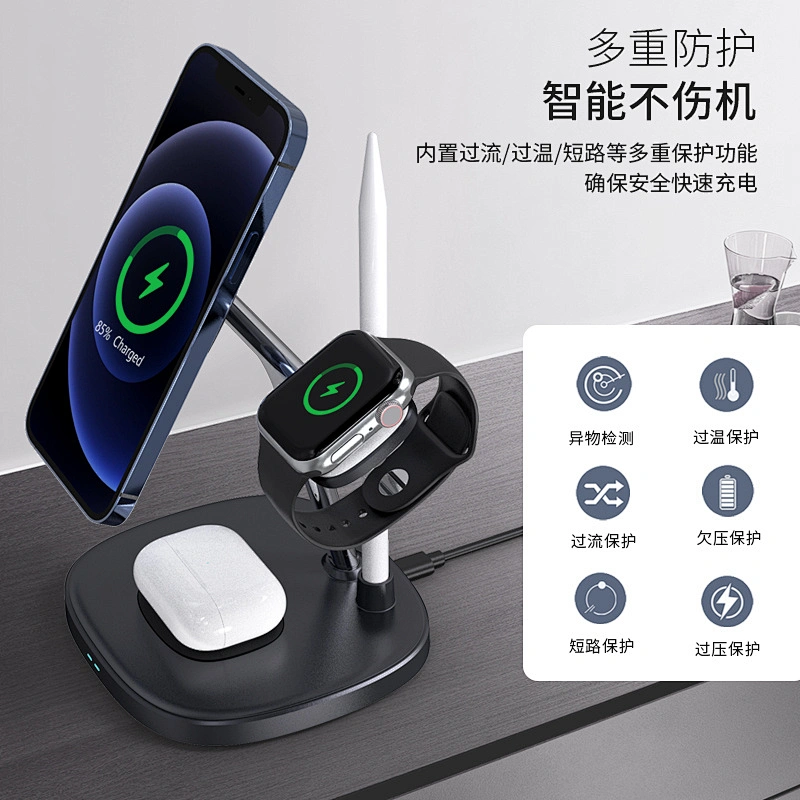WiWU 4 in 1 Wireless Phone Charger M8 for iPhone 12 13 Series Earphone Watch Magnetic Desk Charger Mobile Stand