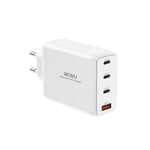 WIWU 120W USB Wall Charger 4 in 1 Mini GaN Quick Charger for Mobile Laptop Fast Charging UK EU US Plug
