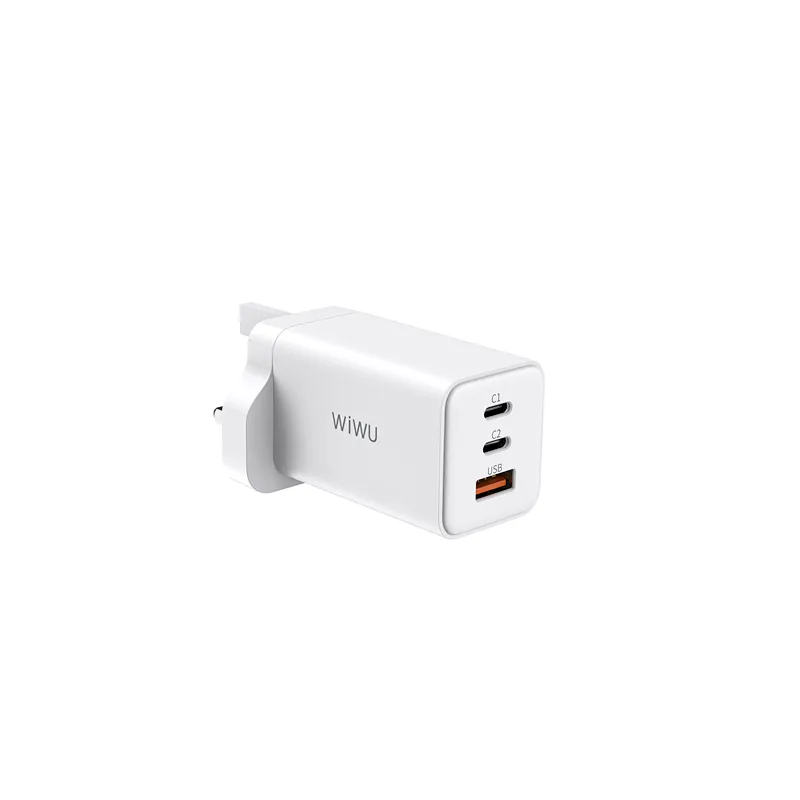 WIWU 3 Ports USB C Wall Charger Mini Quick Charger with GaN Tech for iPhone Samsung Huawei Laptop Fast Charging US/EU/UK Plug
