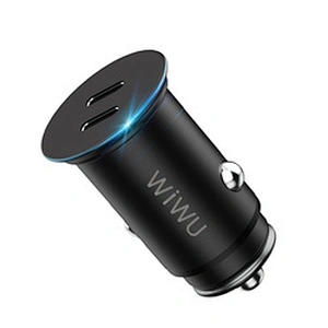 WiWU USB C Car Charger Adapter Dual Ports PD 40W Fast Charger Power Delivery for Smart Phone PC Tablet Charger Adapter