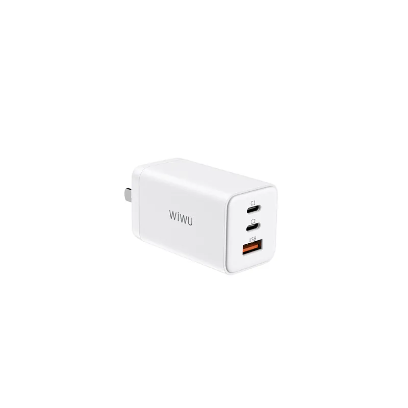 WIWU 3 Ports USB C Wall Charger Mini Quick Charger with GaN Tech for iPhone Samsung Huawei Laptop Fast Charging US/EU/UK Plug