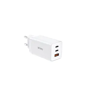 WIWU 3 Ports USB C Wall Charger Mini Quick Charger with GaN Tech for iPhone Samsung Huawei Laptop Fast Charging US/EU/UK Plug