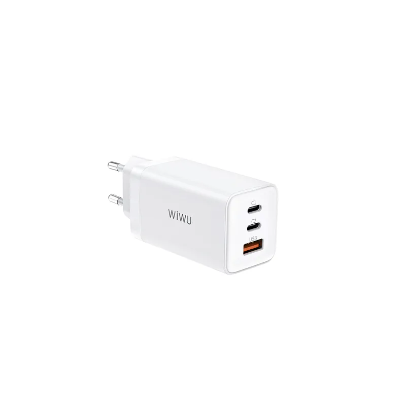 WIWU 3 Ports USB C Wall Charger Mini Quick Charger with GaN Tech for iPhone Samsung Huawei Laptop Fast Charging US/EU/UK Plug
