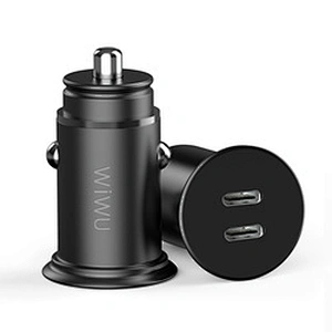WiWU USB C Car Charger Adapter Dual Ports PD 40W Fast Charger Power Delivery for Smart Phone PC Tablet Charger Adapter