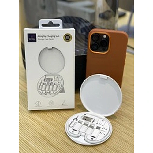 WiWU Almighty Charger Suit S02 Charger Suit 6 in 1 Fast Charger Cable Set with Pin Cable Mobile Stand for iPad Phone