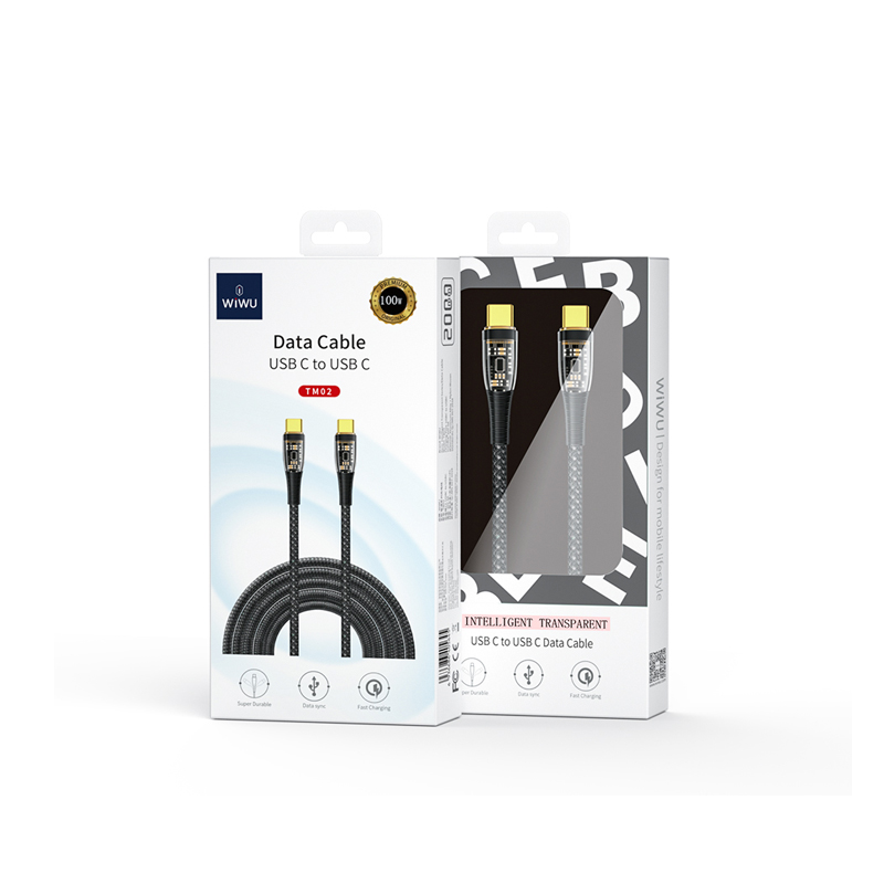 WiWU Transparent Design USB C to Type-C Cable for Macbook Phone 100W Ultra Fast Charging Data Cable