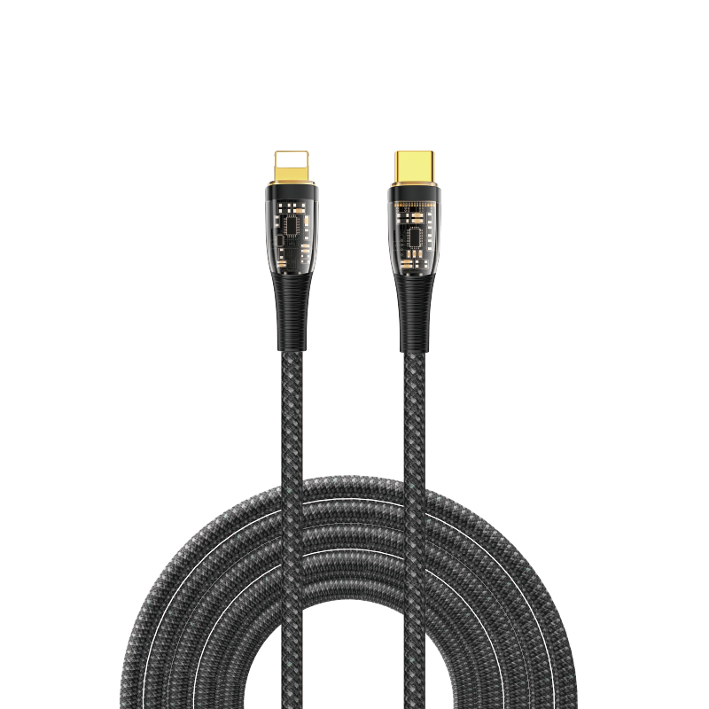 WiWU 1.2M Transparent Design USB C Fast Charging Cable for iPhone 13 Pro Durable Nylon Anti-bend Cable