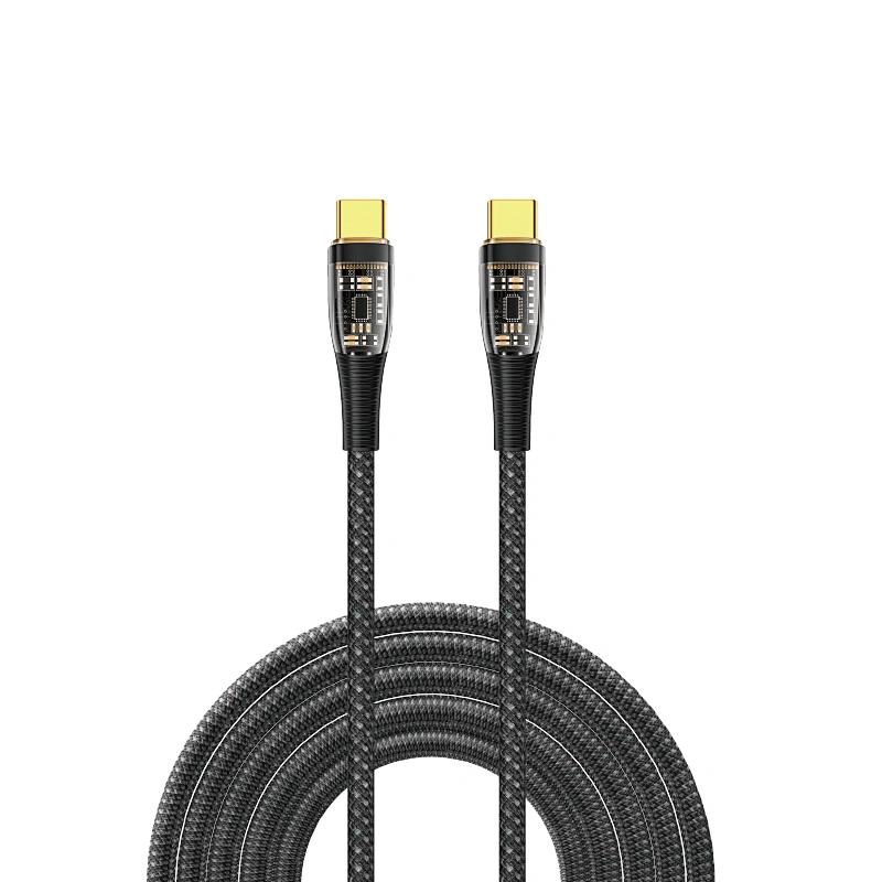 WiWU Transparent Design USB C to Type-C Cable for Macbook Phone 100W Ultra Fast Charging Data Cable