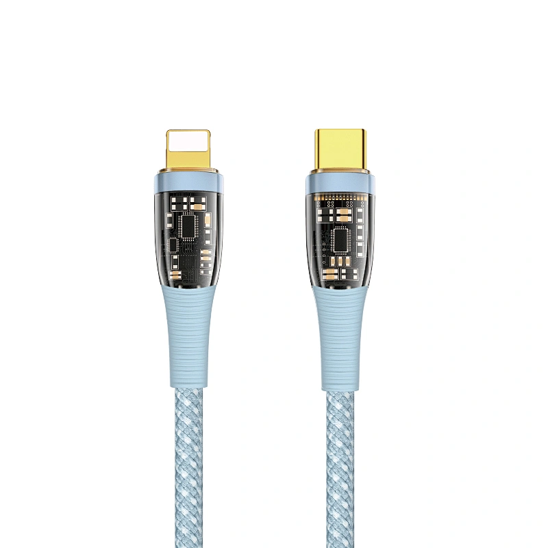 WiWU 1.2M Transparent Design USB C Fast Charging Cable for iPhone 13 Pro Durable Nylon Anti-bend Cable