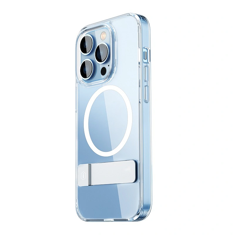 WiWU Transparent Magnetic Wireless Charger Phone Case with Stand for iPhone 14