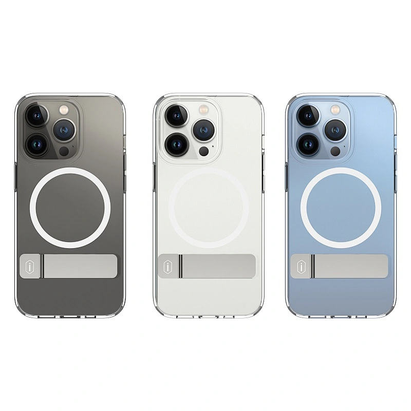 WiWU Transparent Magnetic Wireless Charger Phone Case with Stand for iPhone 14