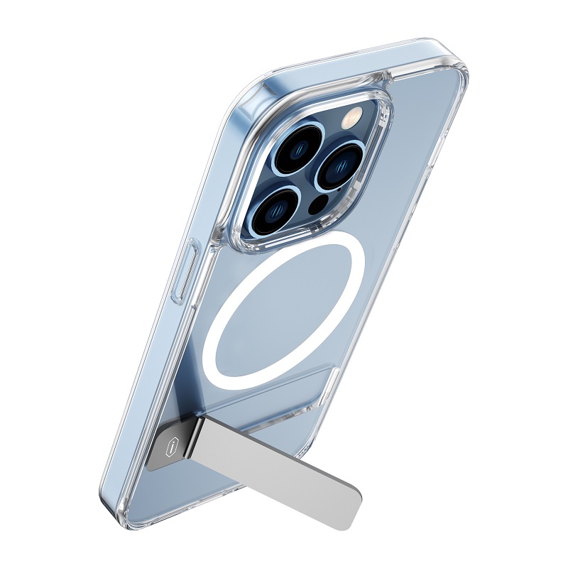 WiWU Transparent Magnetic Wireless Charger Phone Case with Stand for iPhone 14