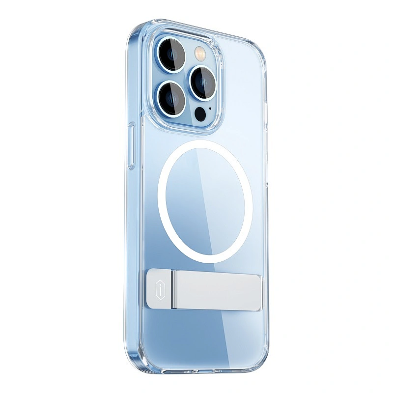 WiWU Transparent Magnetic Wireless Charger Phone Case with Stand for iPhone 14