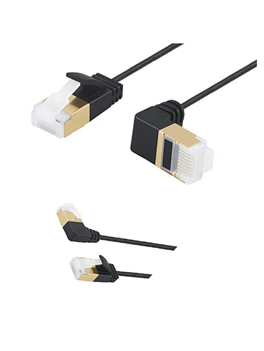 Angle CAT6 Ethernet Patch Cable Left Angled Lan Network Cable with 50U”Gold Plated Contac