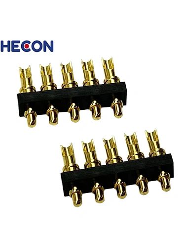 2.54mm Pitch Pogo Pin Connector Single Row 1x05Pin Solder Type 3u' Gold plated