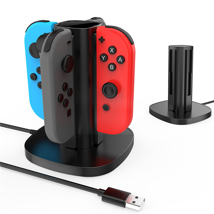 4 in 1 Charger Stand For Nintendo Switch Joy-Con Controllers with LED Indicator and Charging Cable