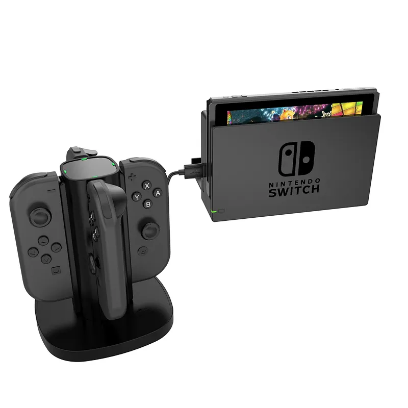 4 in 1 Charger Stand For Nintendo Switch Joy-Con Controllers with LED Indicator and Charging Cable