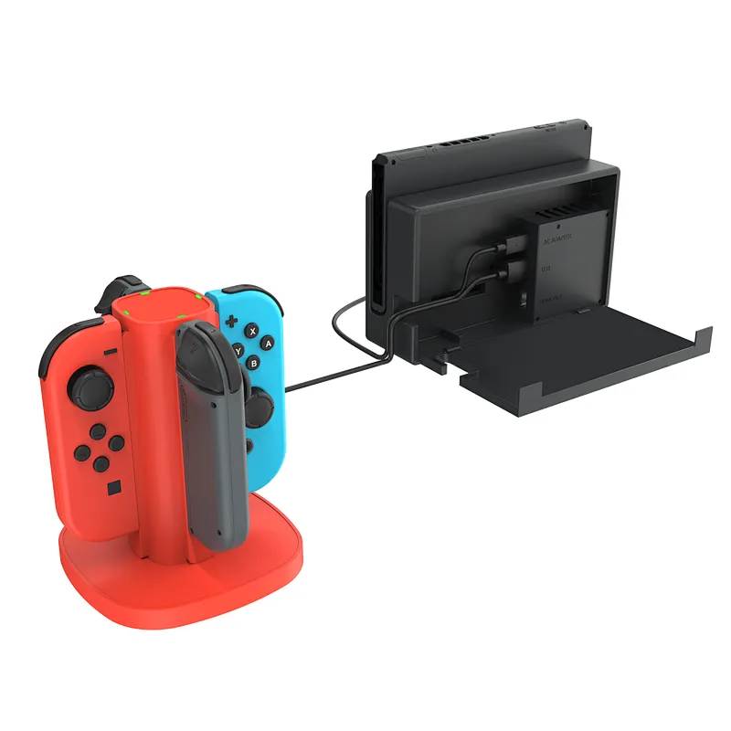 4 in 1 Charger Stand For Nintendo Switch Joy-Con Controllers with LED Indicator and Charging Cable