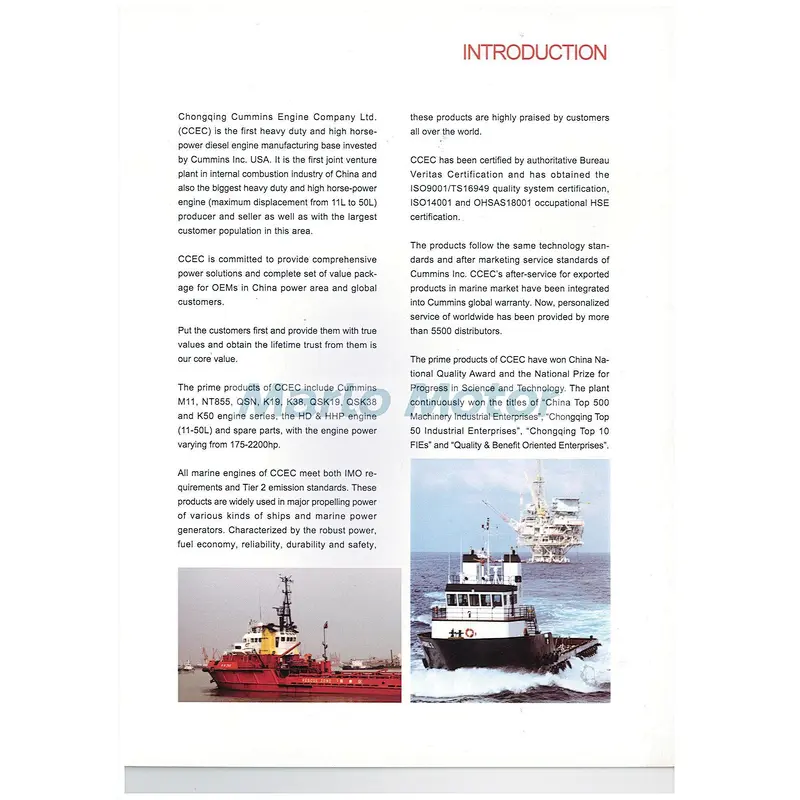 Brand new CCEC Cummins K50-M marine engine SO60436 1193KW 1600HP with BV certificate