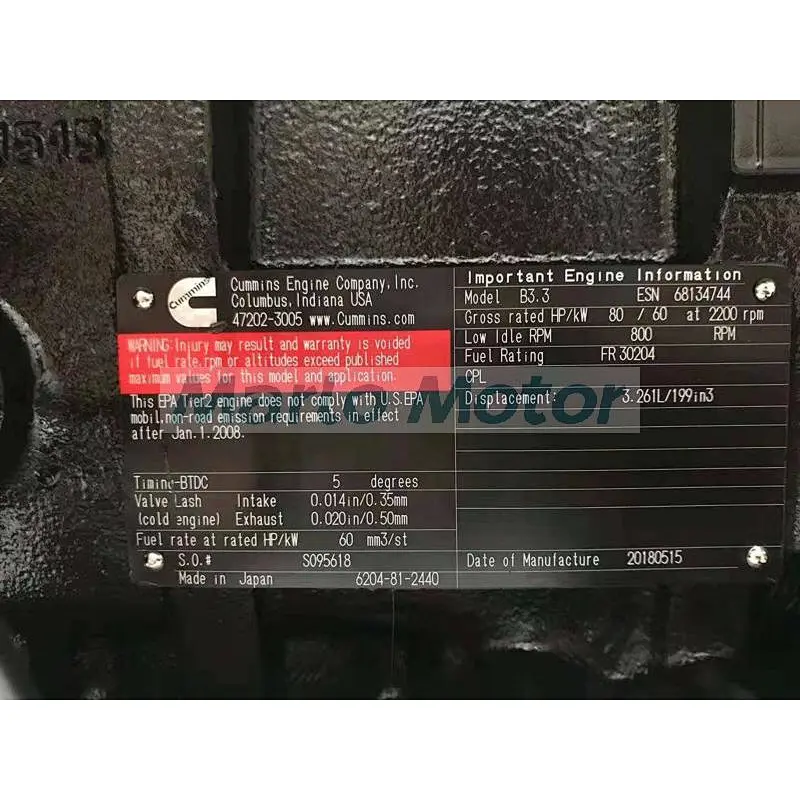 QSB3.3 B3.3 diesel engine assembly ESN No. 68134744