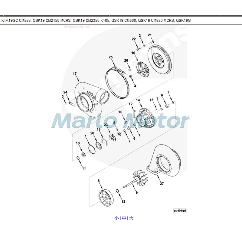 High quality Cummins KTA19 KTA38 Turbocharger 2882091 3803474