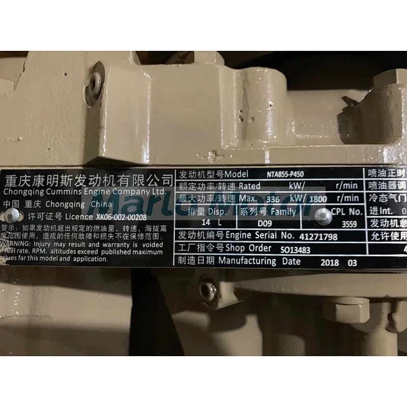 Cummins Diesel Engine NTA855 P450 Power Unit Water Pump SO13483