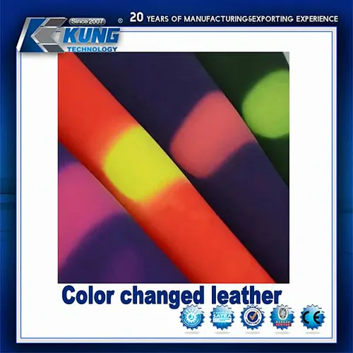 KING KUNG new design Pu leather temperature changeable leather thermochromic pu leather
