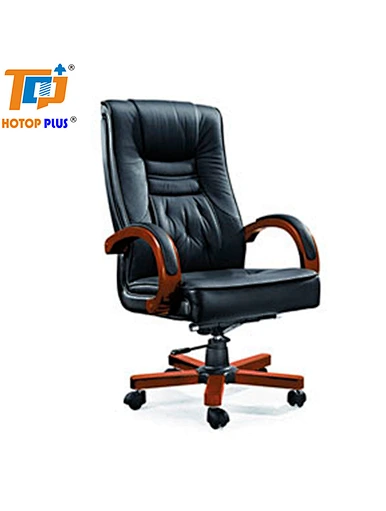 brown leather high back swivel office chair