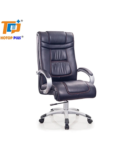 brown leather high back swivel office chair