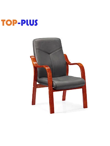 wooden and leather meeting chair