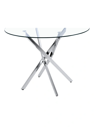 Glass Top Chrome Stainless Steel Base Dinning Table Coffee table