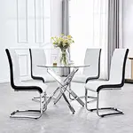 Glass Top Chrome Stainless Steel Base Dinning Table Coffee table