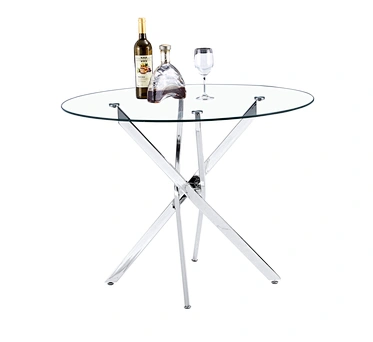 Glass Top Chrome Stainless Steel Base Dinning Table Coffee table