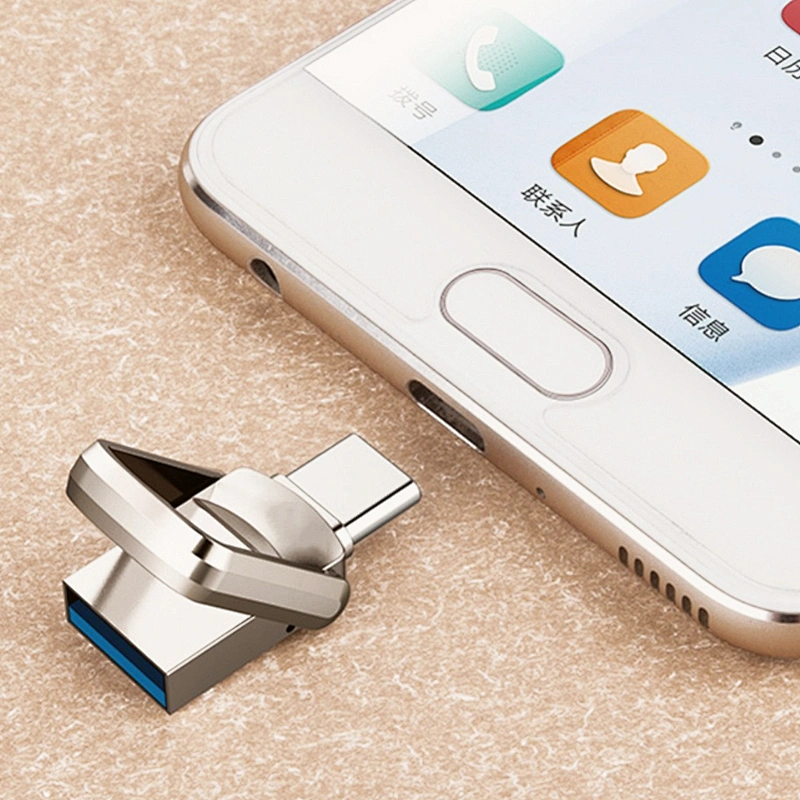 Swivel Metal Silvery Mini USB Flash Drive with Customized Logo
