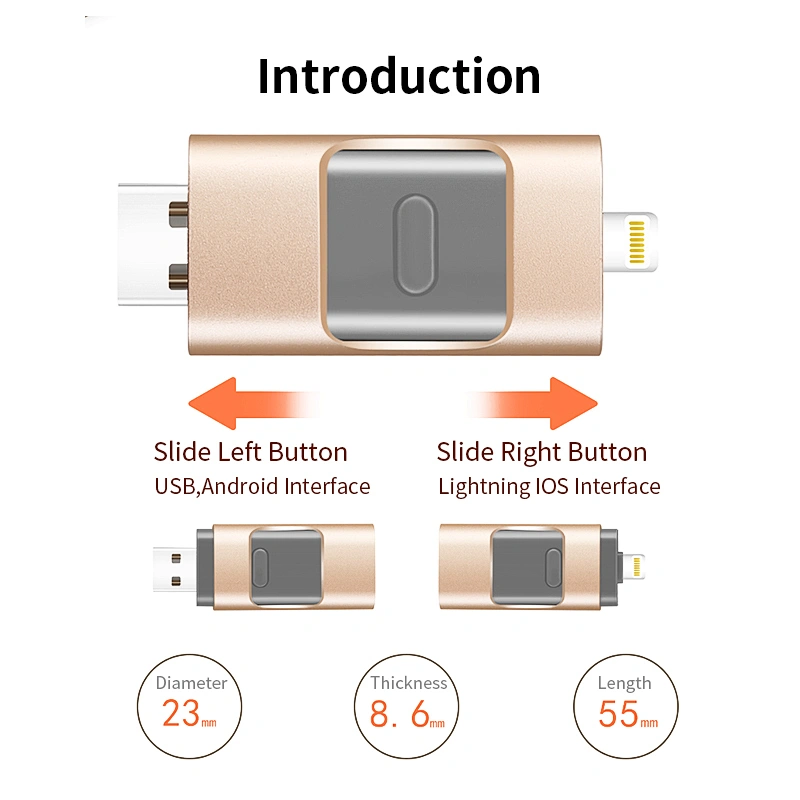 3 in 1 Push and Pull USB 3.0 Flash Drive for Ios