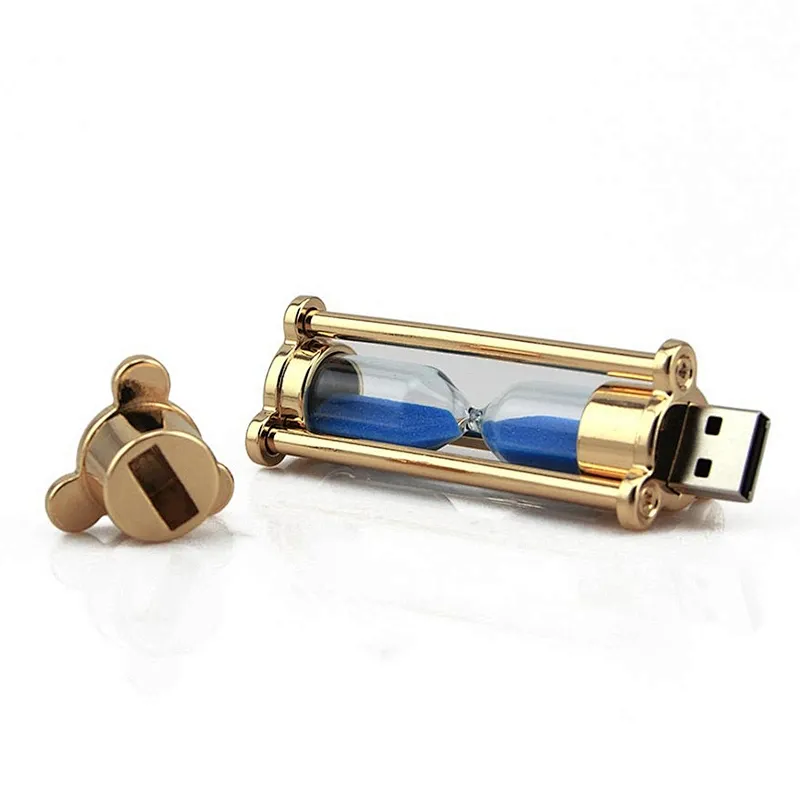 Hourglass Metallic Glass Promotional Gift USB Flash Drive with Logo