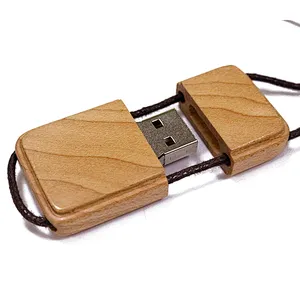 Hanging Rope Wooden Portable USB 2.0 Pen Drive with Logo