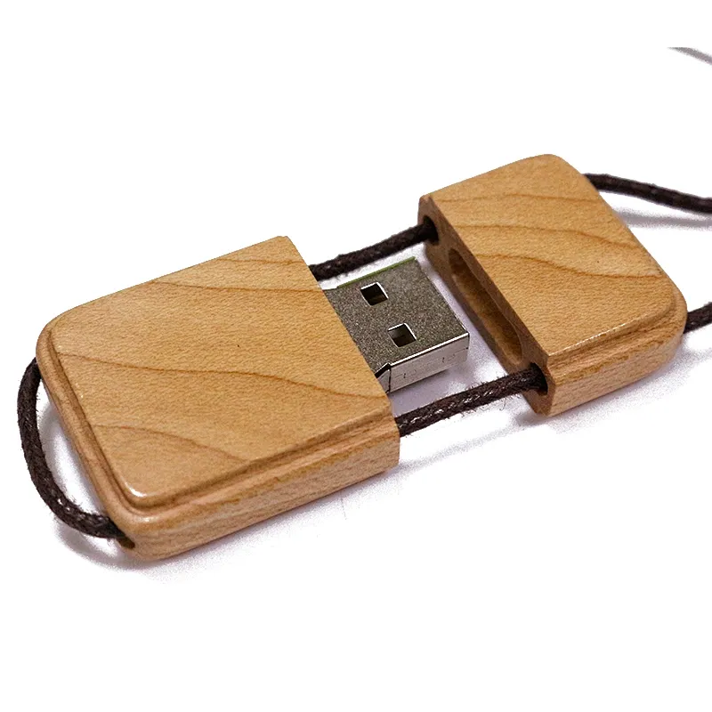 Hanging Rope Wooden Portable USB 2.0 Pen Drive with Logo