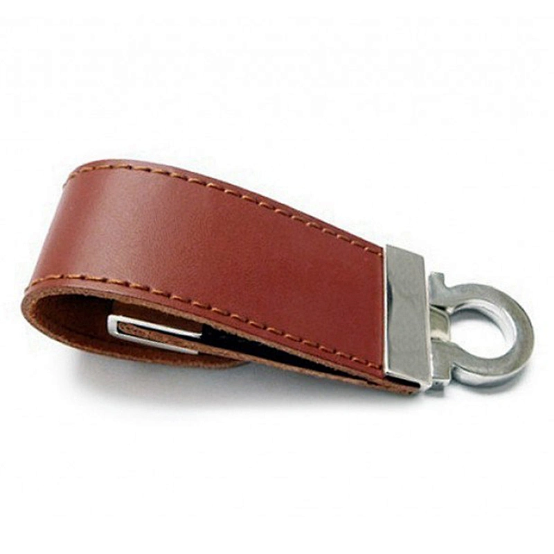 Leather Button Key Chain Portable USB Flash Drive
